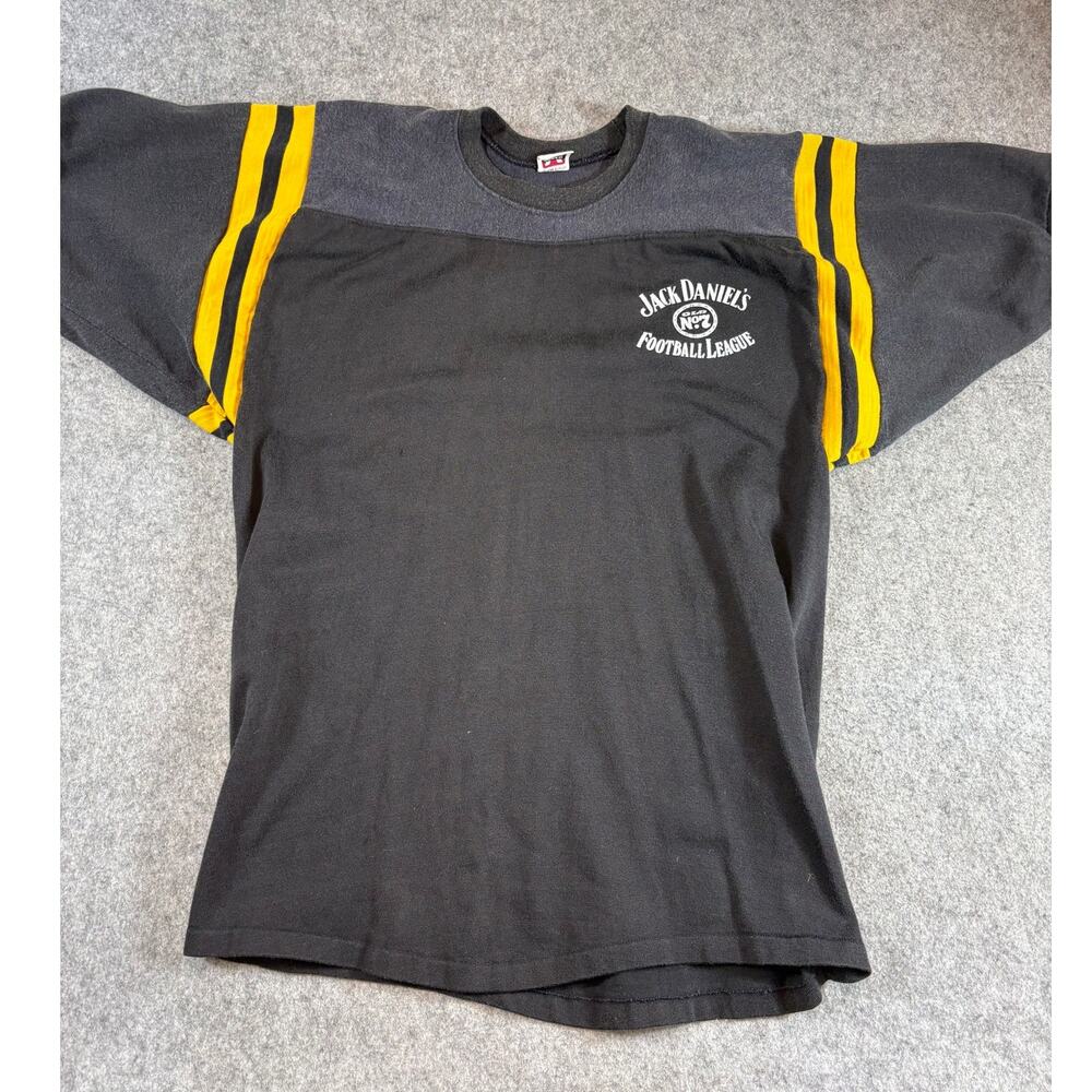 VINTAGE 60s Jack Daniels Football League Shirt Mens 42-44 Black Mason Sports VTG